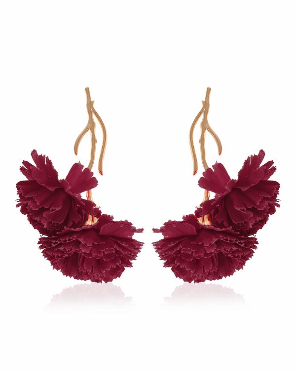 Pendientes clavel vino