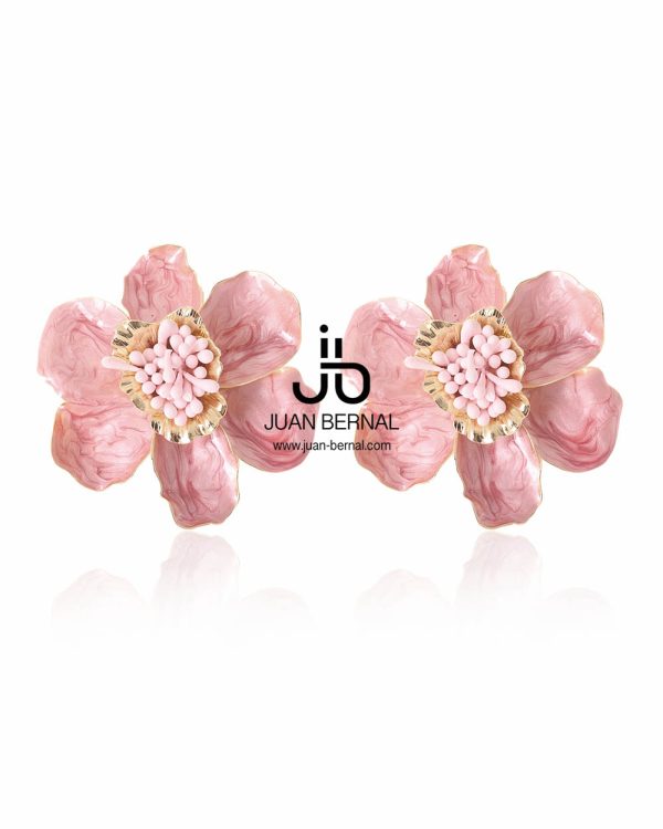 Pendientes flor nacada rosa nude