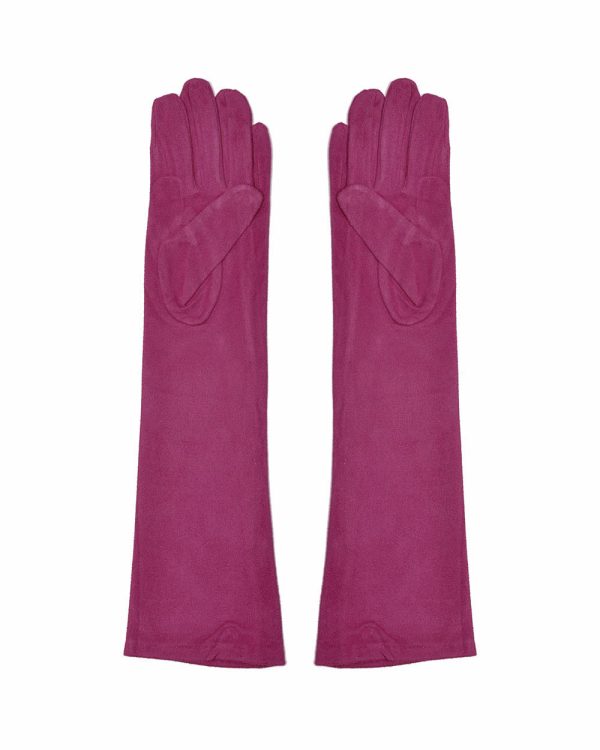 Guantes largos de antelina en color magenta, ideales para proteger del frío con un toque de sofisticación y estilo moderno.